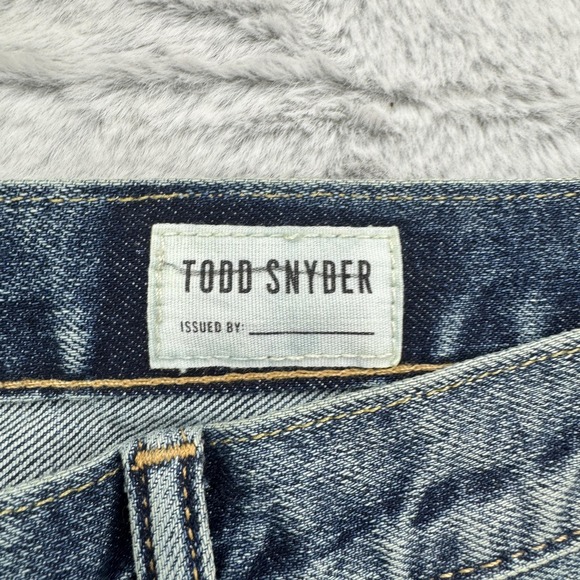 Todd Snyder Jeans Mens 40 x 32 Blue Slim Straight Stretch 5 Pocket Denim Pants - Picture 5 of 14